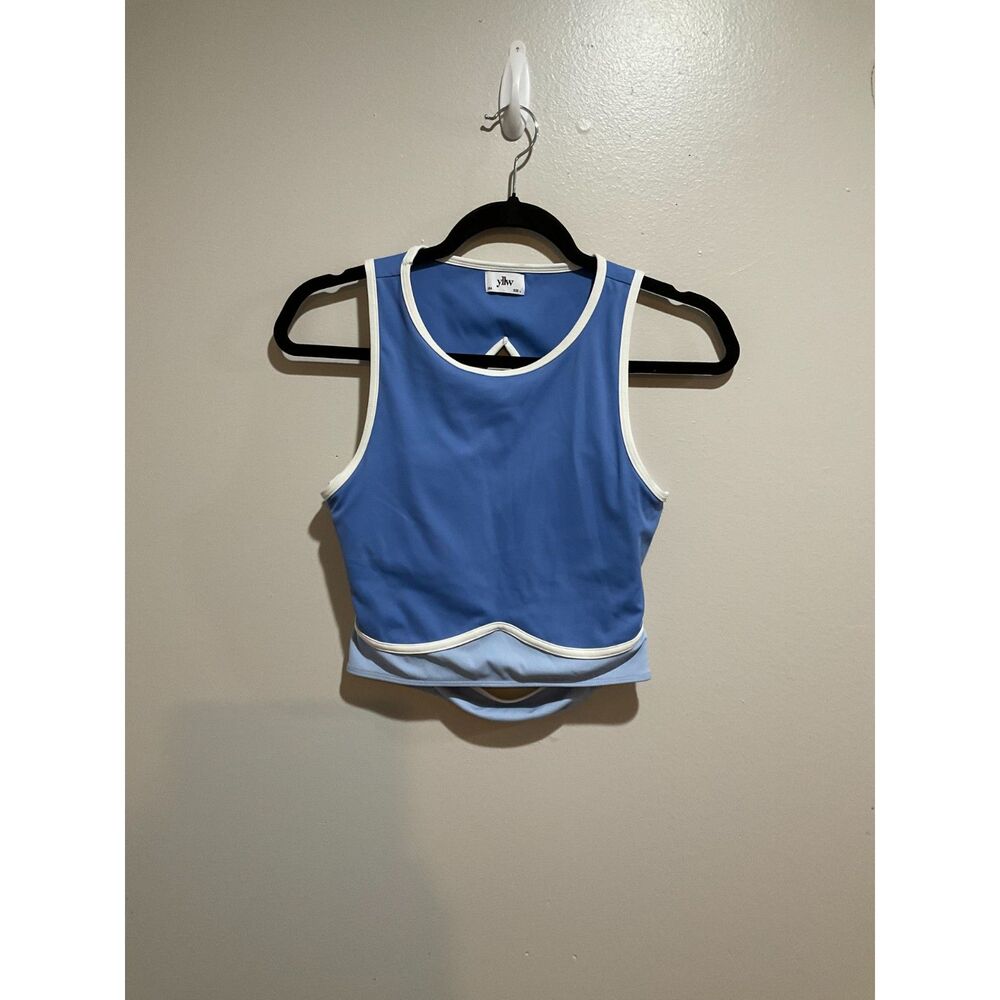 YLLW - YELLOW THE LABEL Colorblock Sports Bra Workout Top in Blue Size Large - Picture 7 of 8